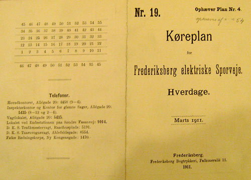 Køreplan fra 1911