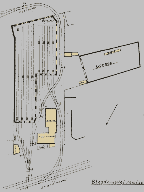 Plantegning af Blegdamsvej remise